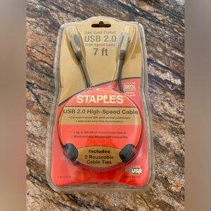 Staples 24k gold plated USB 2.0 high speed cable